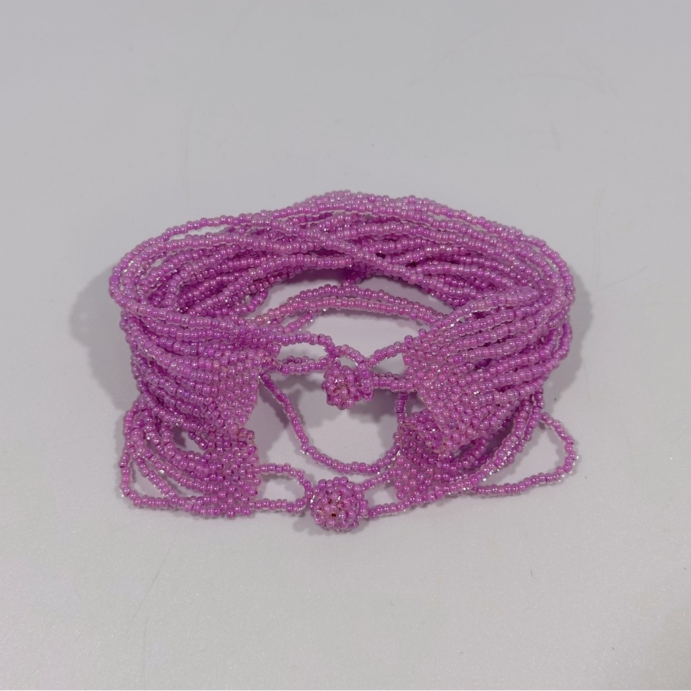Multi Strand Mauve Pink Purple Beaded Bracelet